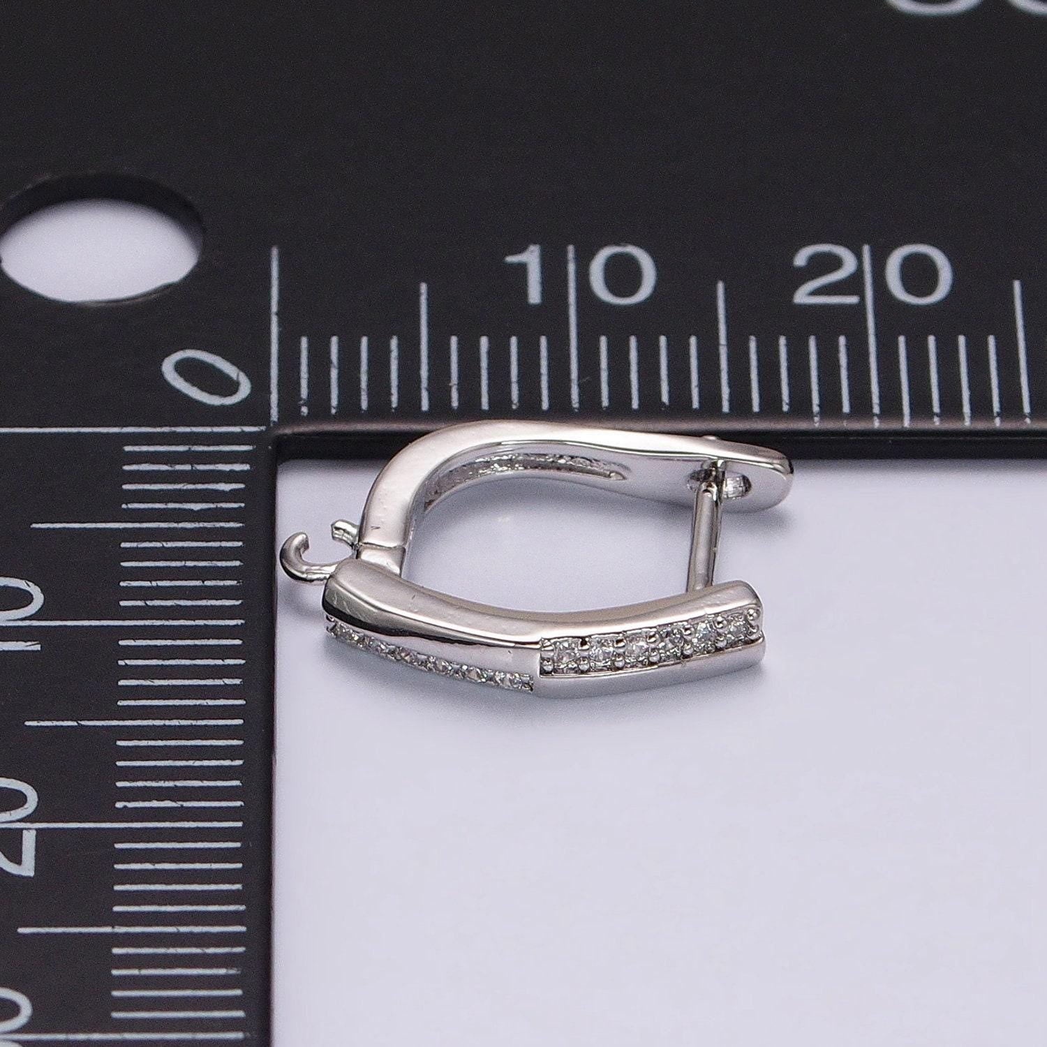 16k gold filled micro paved cz checkered english lock earrings supply in silver, gold | z325 z379