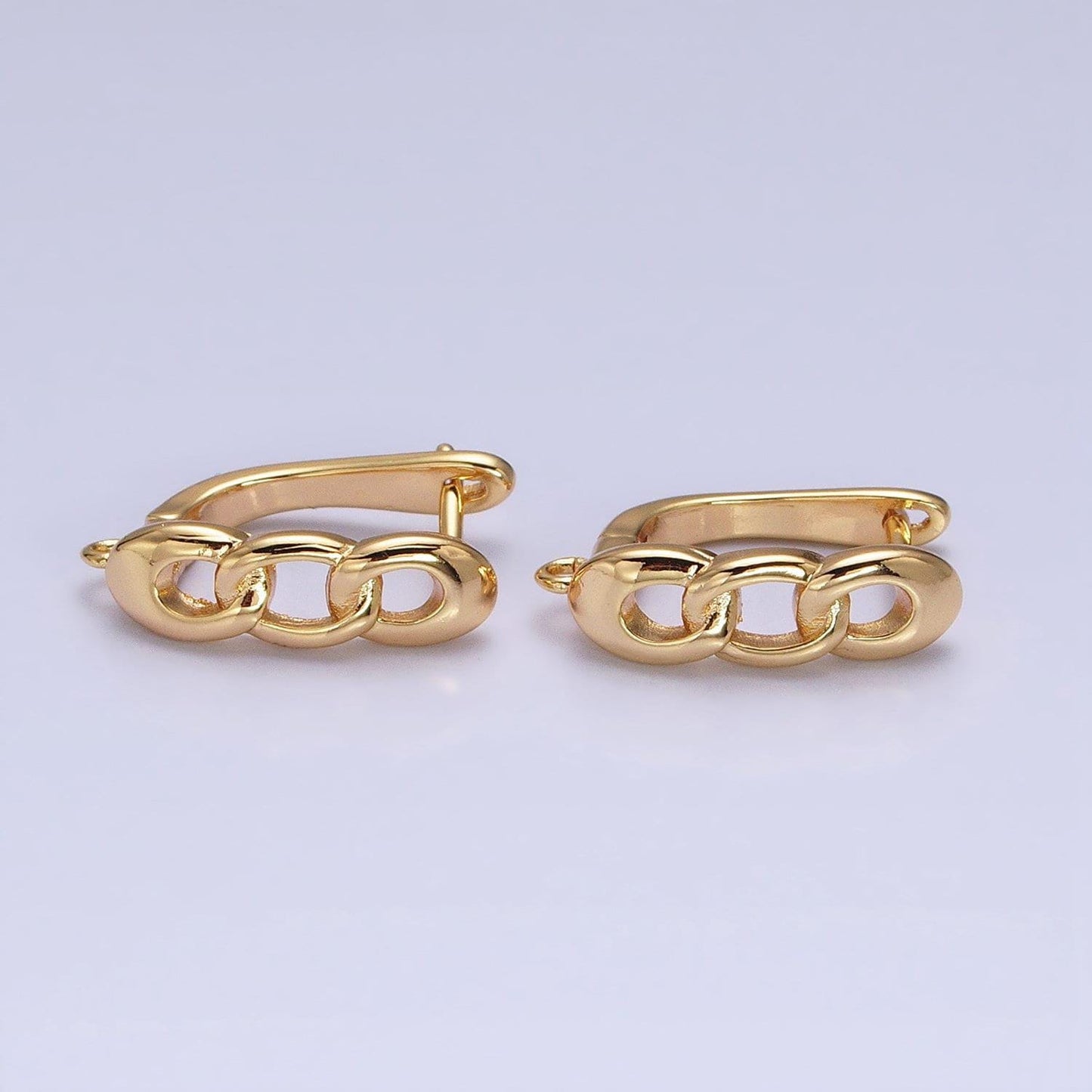 16k gold filled curb link chain open link english lock earrings supply in silver & gold | z282 z375