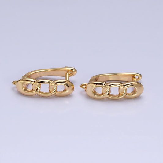 16k gold filled curb link chain open link english lock earrings supply in silver & gold | z282 z375