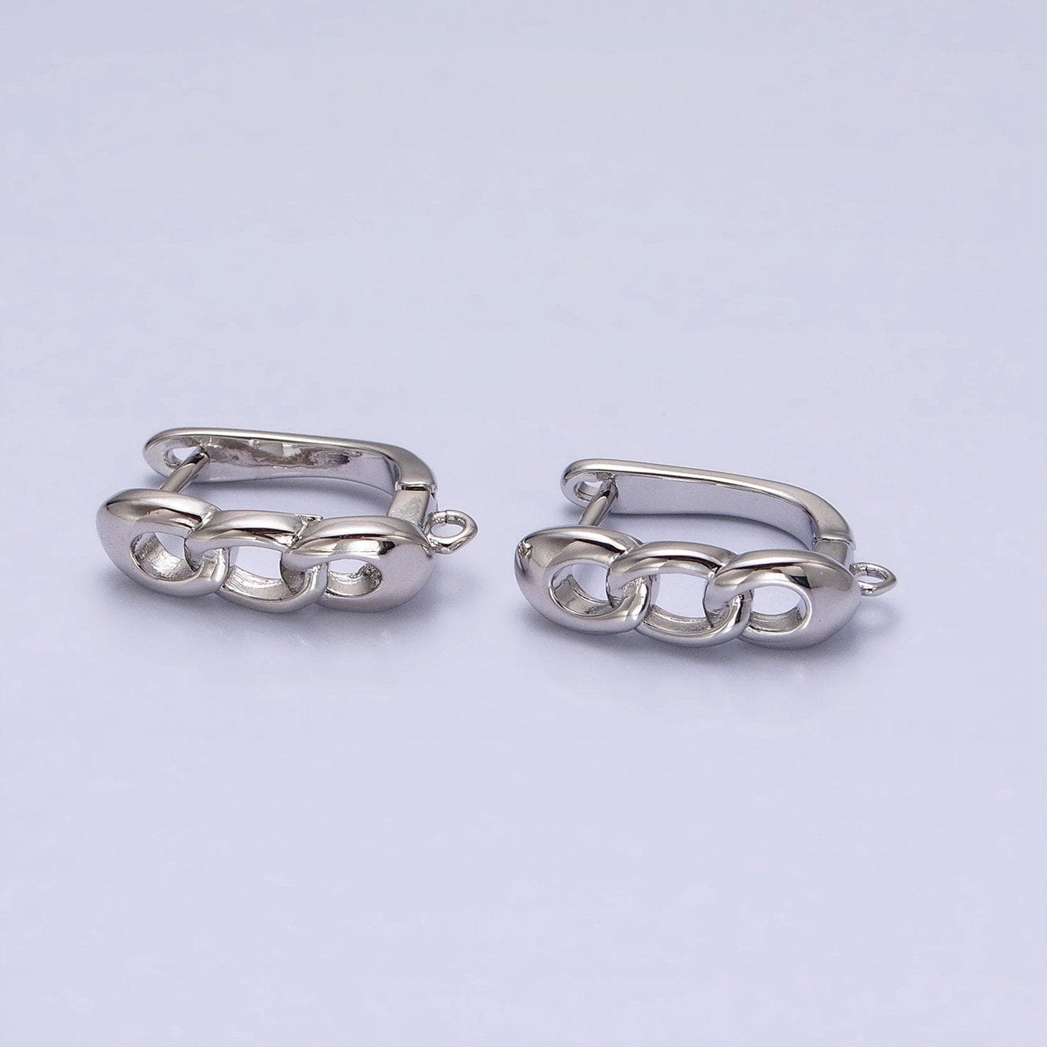16k gold filled curb link chain open link english lock earrings supply in silver & gold | z282 z375