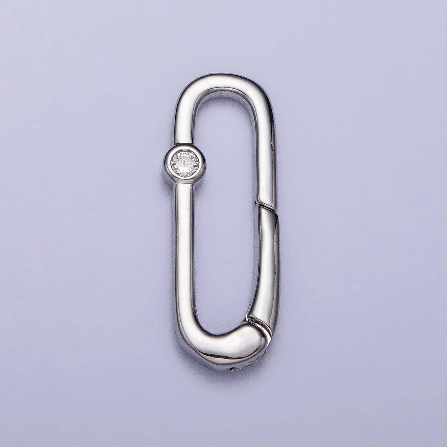 Dainty gold spring gate oval ring clasp, push gate ring cubic zirconia spring push clasp, oval lock enhanced clasp z035