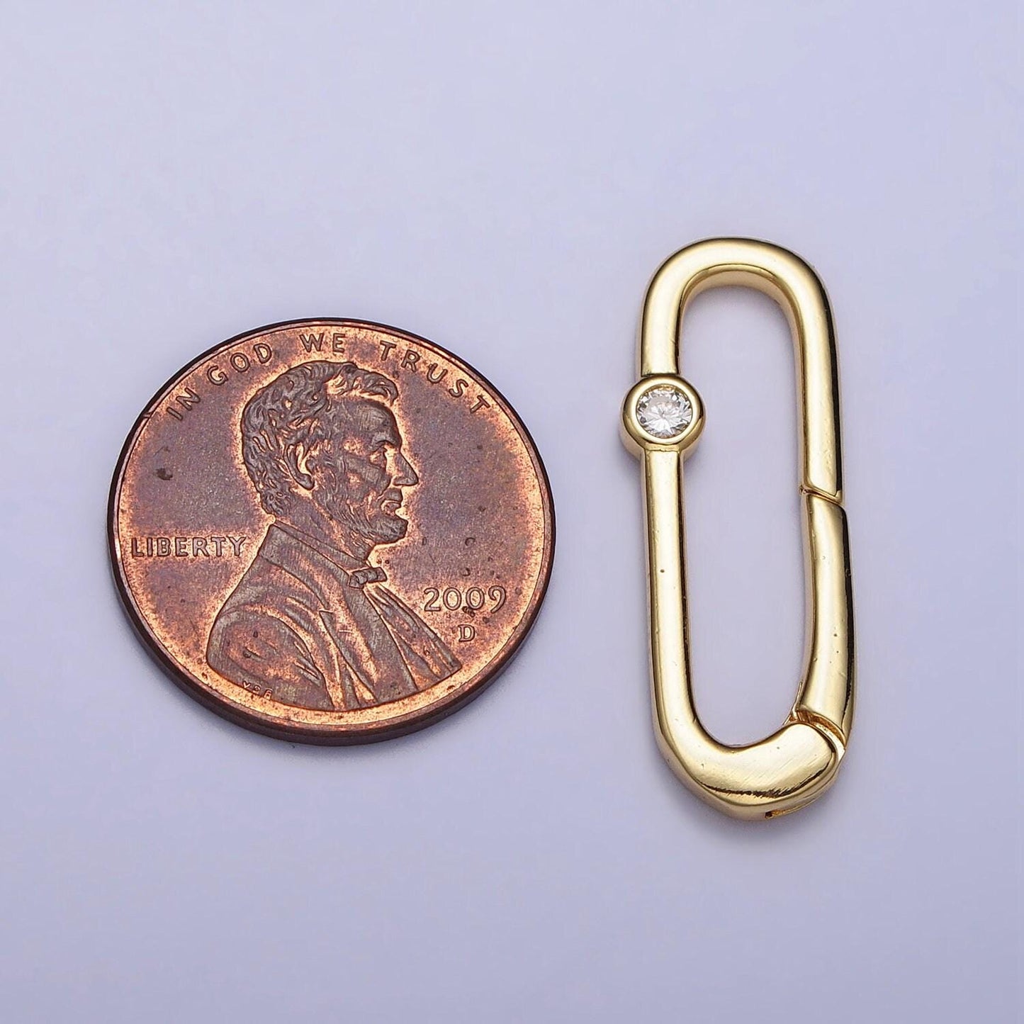 Dainty gold spring gate oval ring clasp, push gate ring cubic zirconia spring push clasp, oval lock enhanced clasp z035
