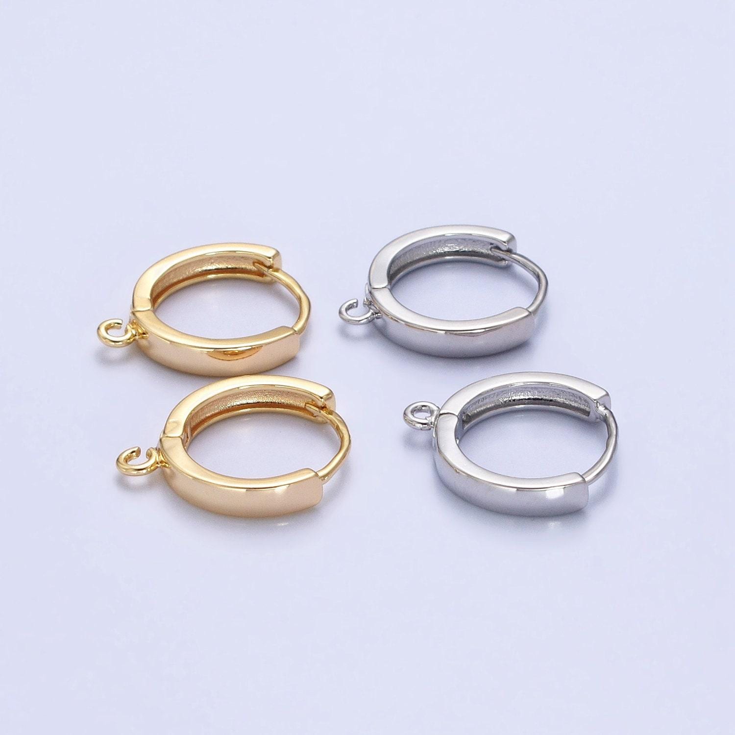 Silver open loop 15.5mm huggie earrings in silver and gold| z-335