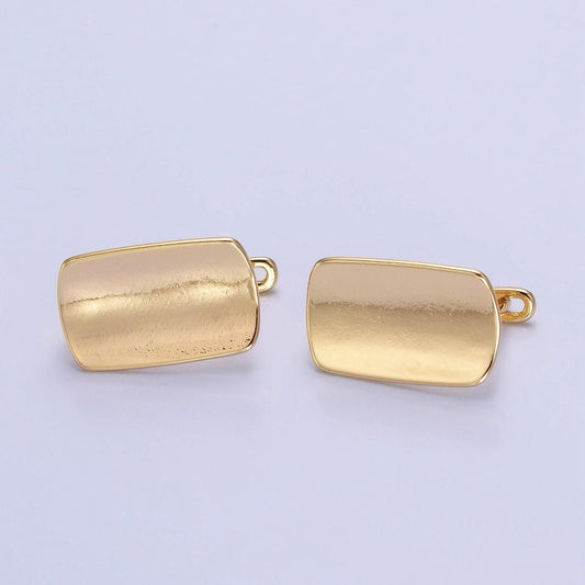 Dainty rectangle gold filled huggie open link lever back earring making, 16x11 mm, nickel & lead free for earring charm making finding z333