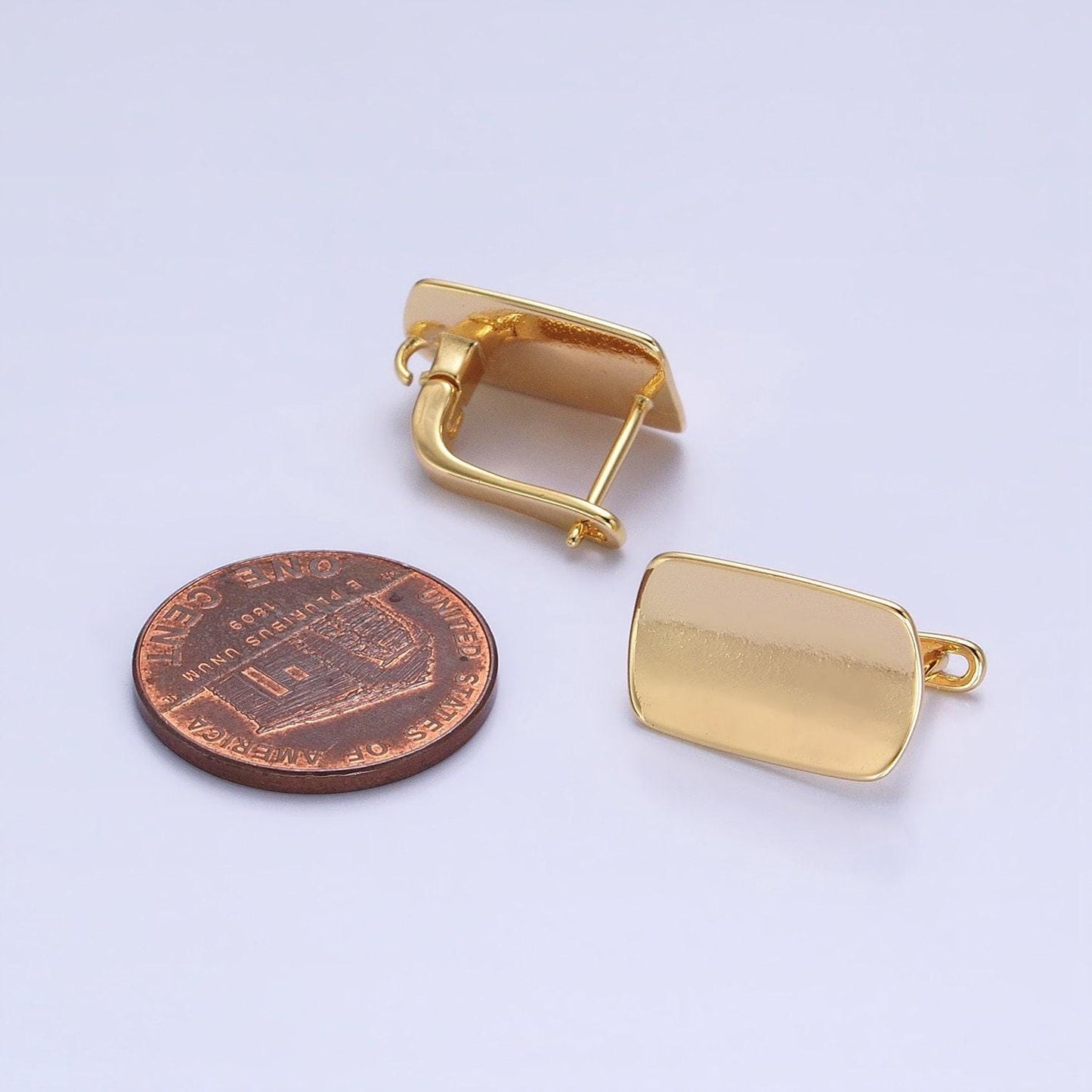 Dainty rectangle gold filled huggie open link lever back earring making, 16x11 mm, nickel & lead free for earring charm making finding z333