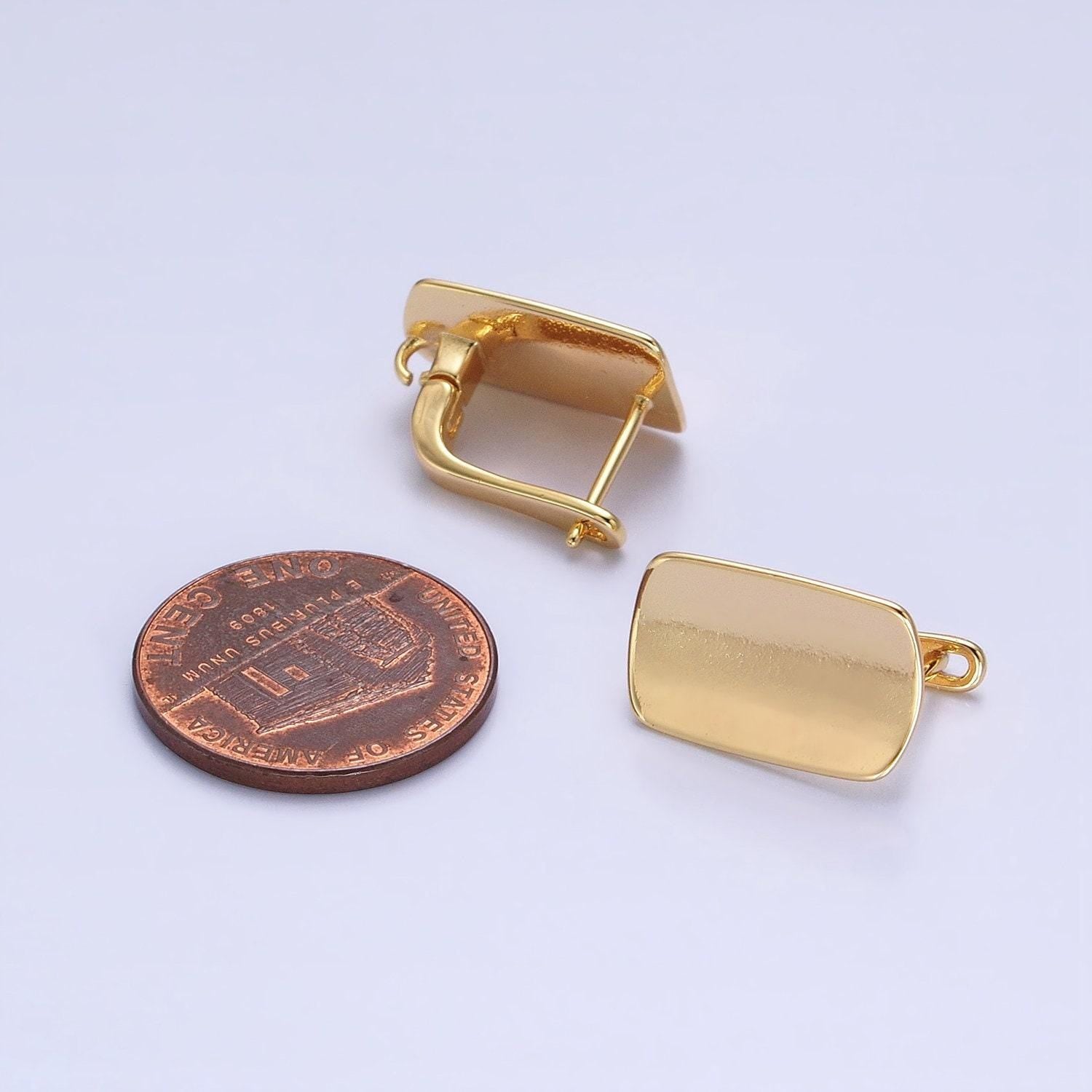 Dainty rectangle gold filled huggie open link lever back earring making, 16x11 mm, nickel & lead free for earring charm making finding z333