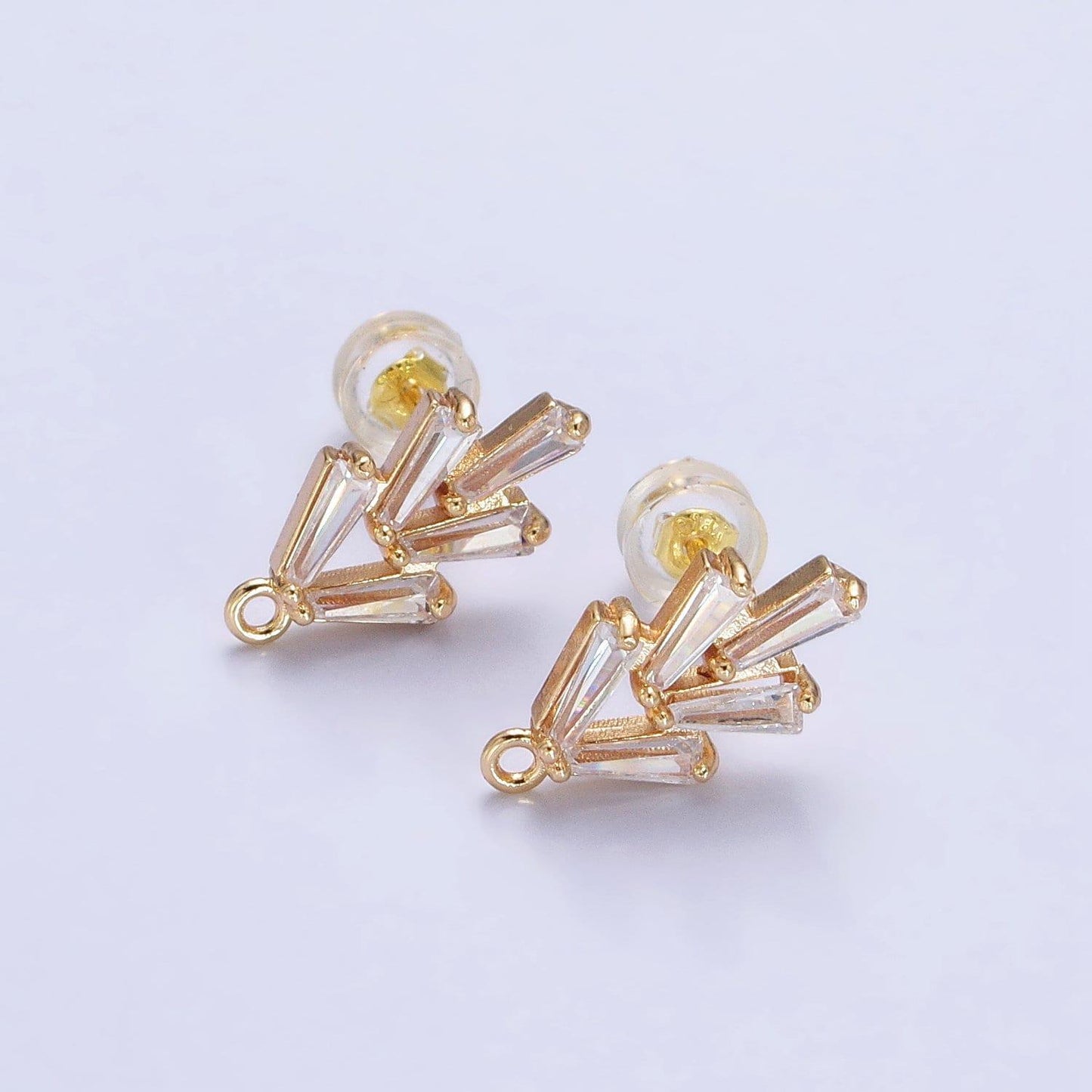 Cz baguette mini stud earrings in gold & silver supply | z-170 z-330