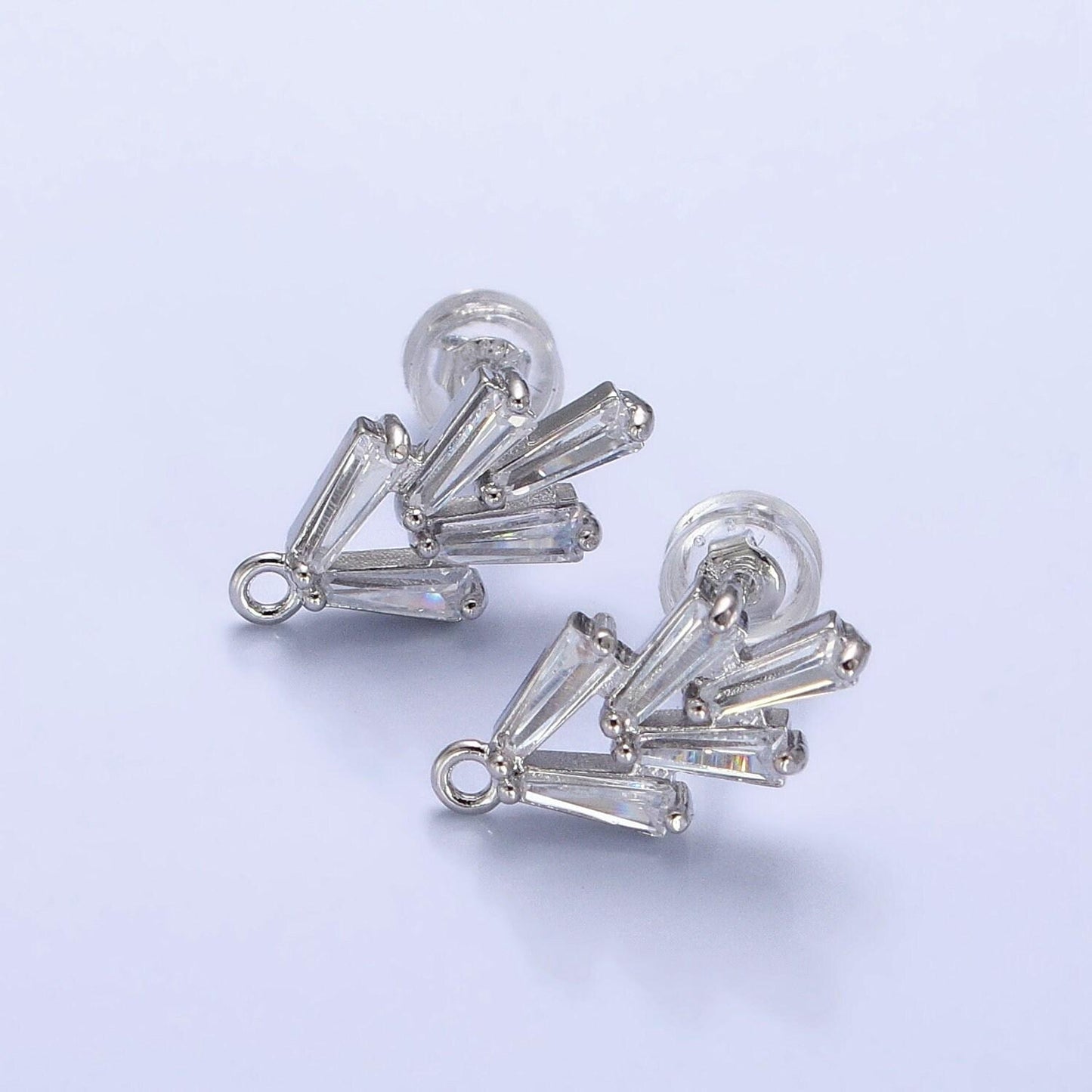 Cz baguette mini stud earrings in gold & silver supply | z-170 z-330