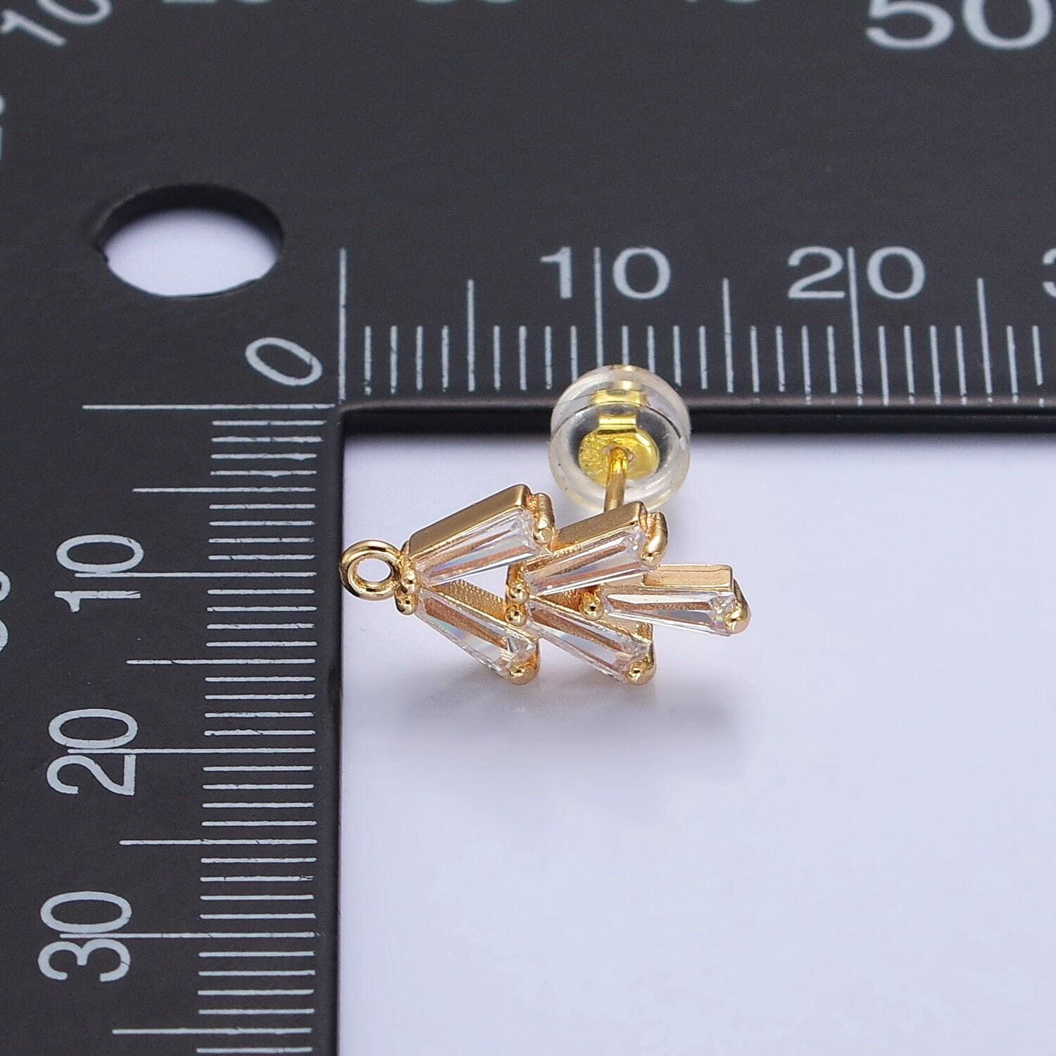Cz baguette mini stud earrings in gold & silver supply | z-170 z-330