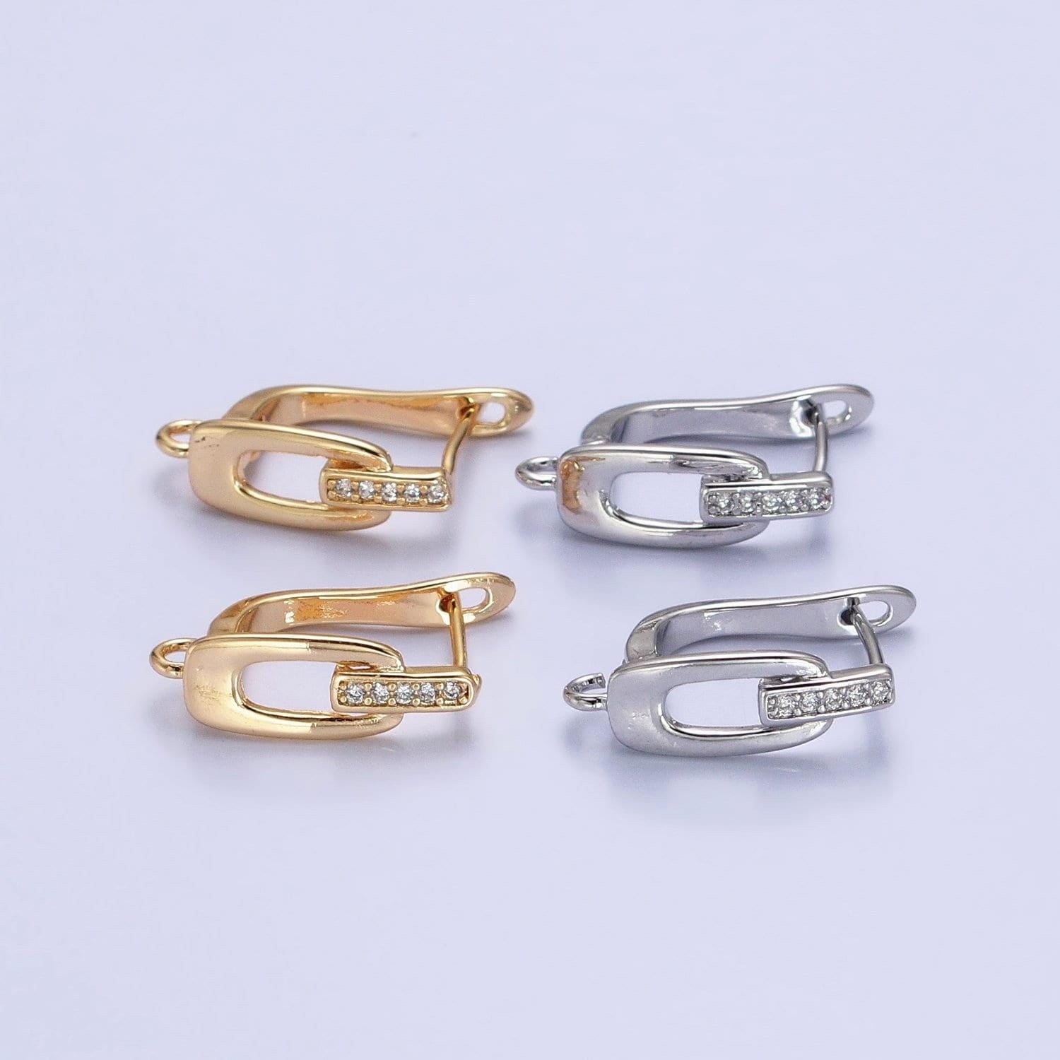 English lock earring paved oblong open loop cz supply | z-328 z-329