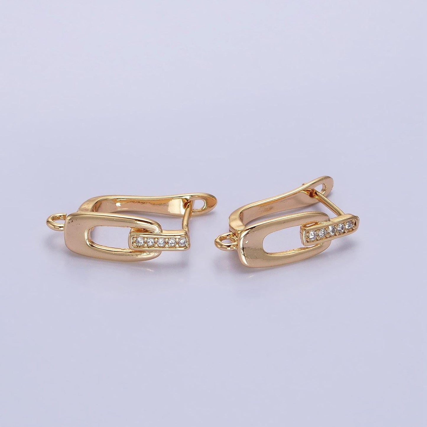English lock earring paved oblong open loop cz supply | z-328 z-329