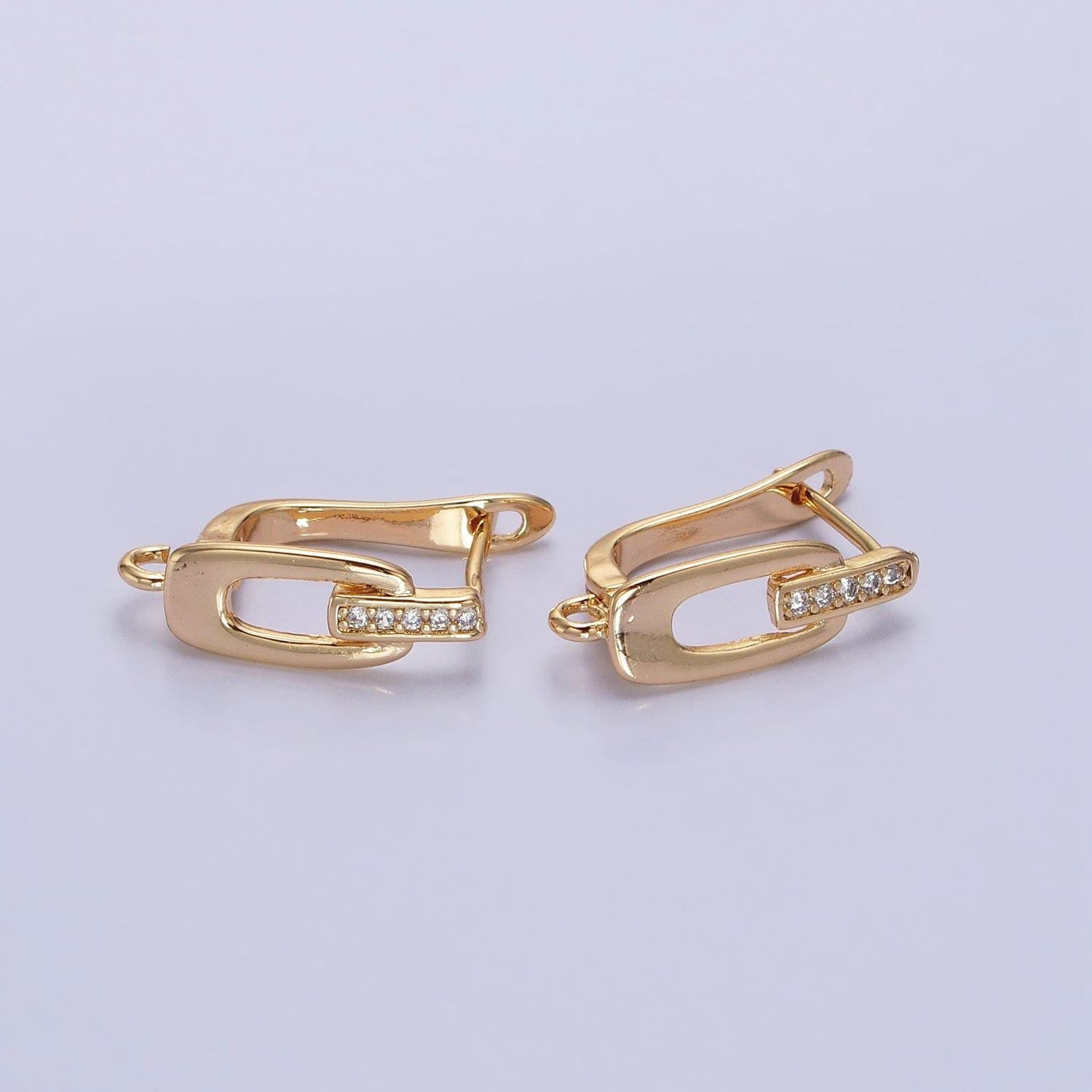 English lock earring paved oblong open loop cz supply | z-328 z-329