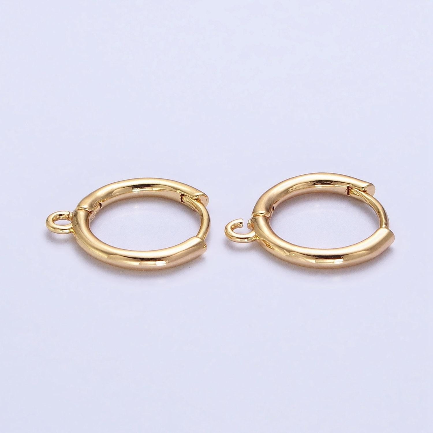 Geometric open loop 12mm huggies in gold & silver earring supply | z-326 z-327