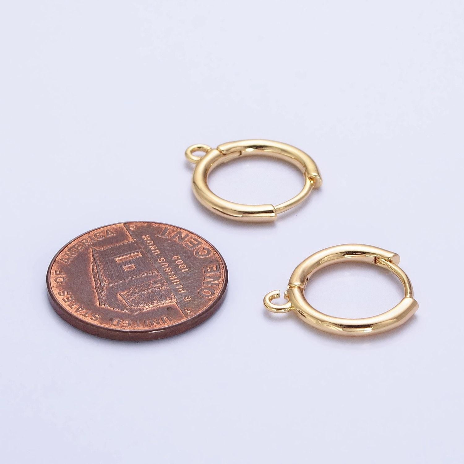 Geometric open loop 12mm huggies in gold & silver earring supply | z-326 z-327