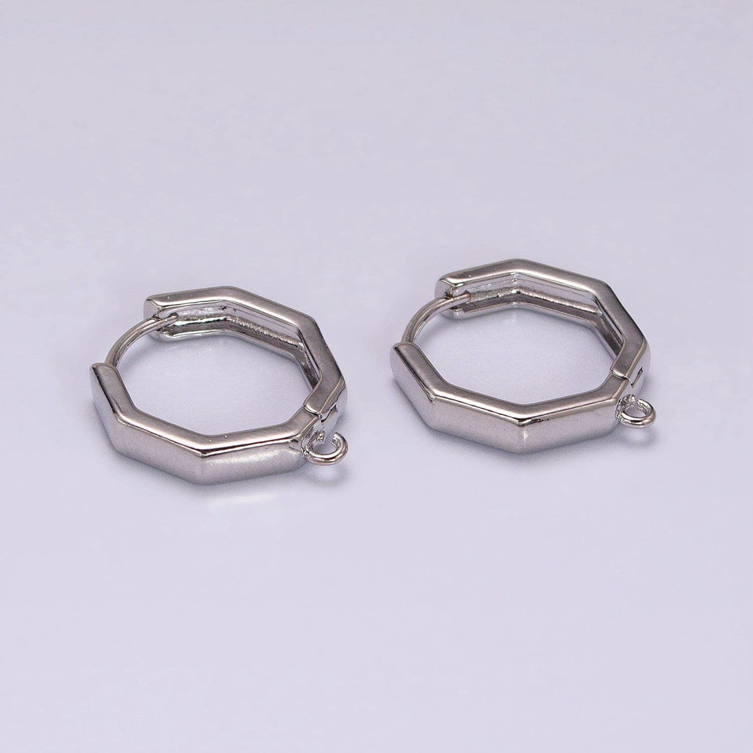 Hexagonal open loop earrings in gold & silver supply | z-322 z-323