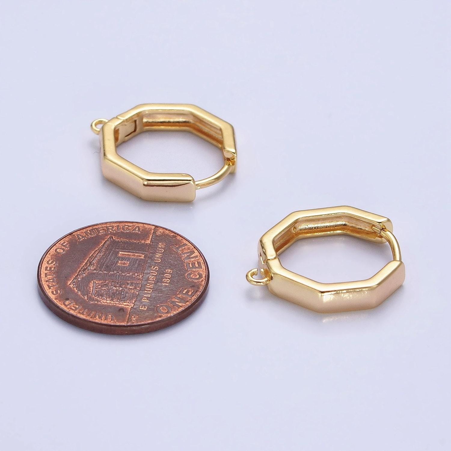 Hexagonal open loop earrings in gold & silver supply | z-322 z-323
