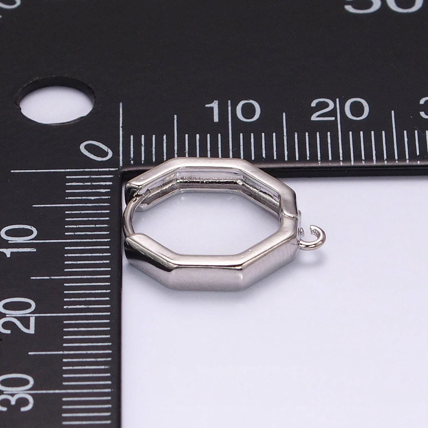 Hexagonal open loop earrings in gold & silver supply | z-322 z-323