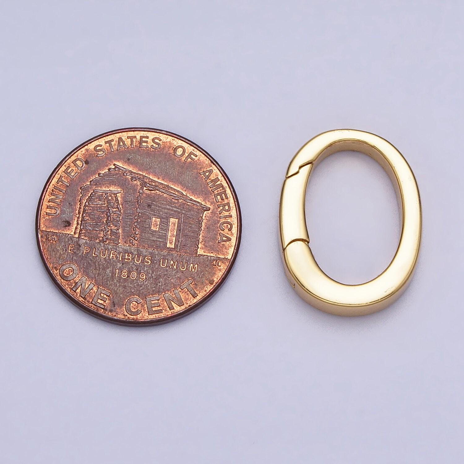 Mini gold spring gate ring, push gate ring 13.4 x 17.5mm oval ring charm holder gold clasp for jewelry clasp z305