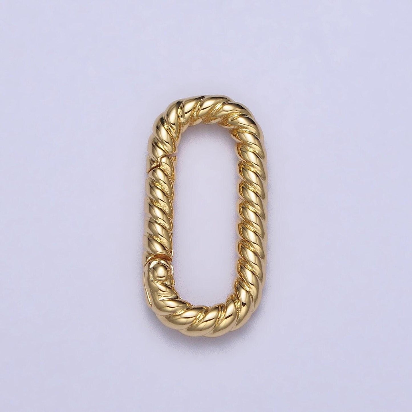 Dainty twisted rope oval gold push gate ring oval twisted rope ring charm holder enahanced link for jewelry supply z301 z302