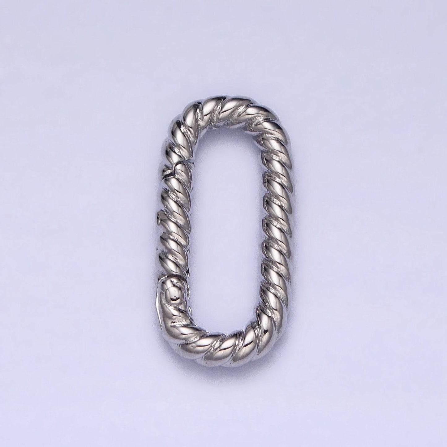 Dainty twisted rope oval gold push gate ring oval twisted rope ring charm holder enahanced link for jewelry supply z301 z302