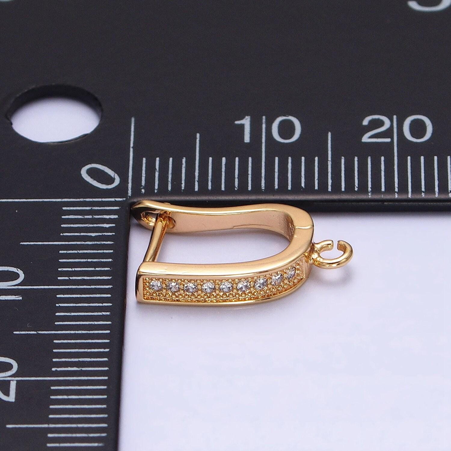 Dainty gold plated pave cubic zirconia lever back earrings - silver lever back earrings with open link earring component z296