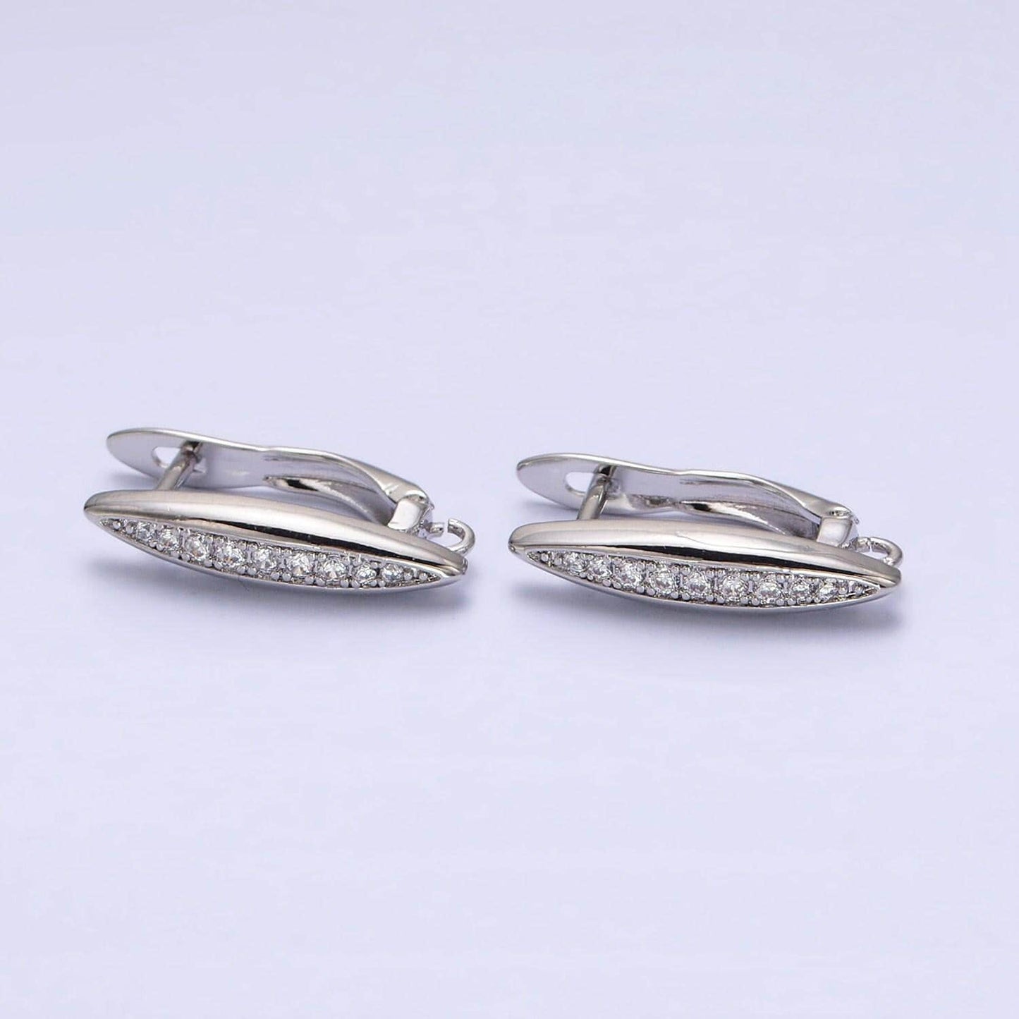 1 pair gold plated pave cubic zirconia lever back earrings - gold lever back earrings with open link earring component z284