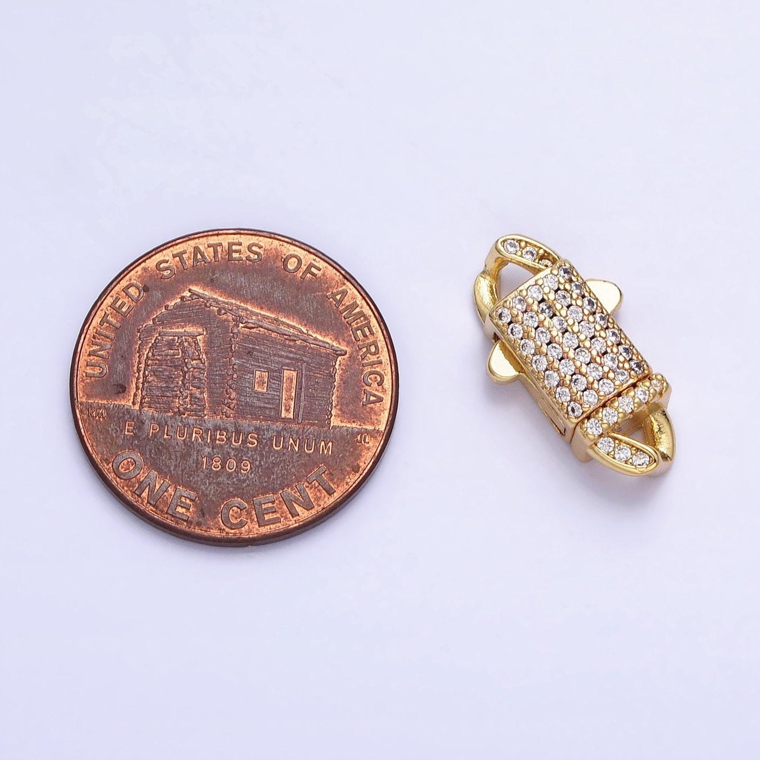 Gold plated cz long cubic zirconia trigger clasps for bracelet necklace end clasp jewelry making supply z-175