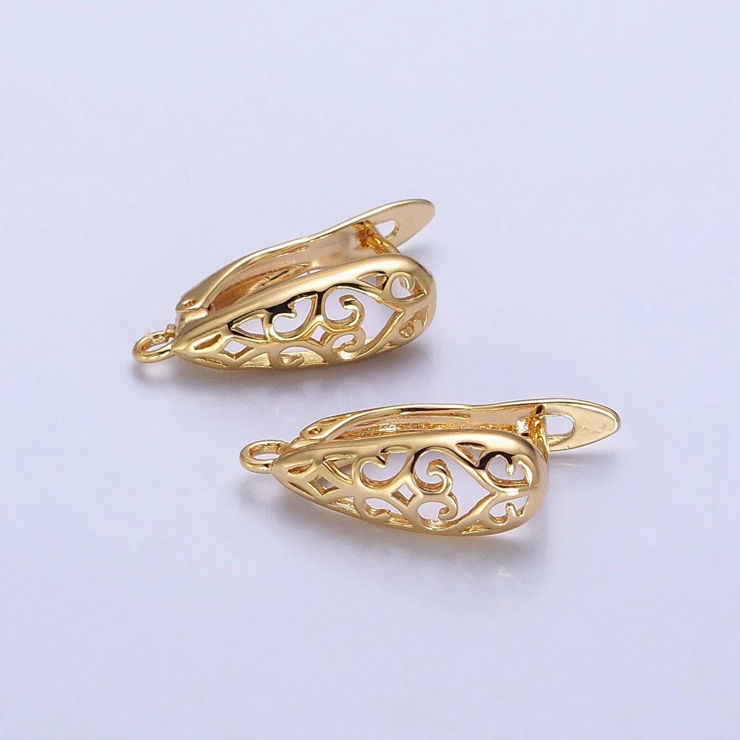 Lever-back curve design huggie hoop earring in gold & silver | z-167 z-168