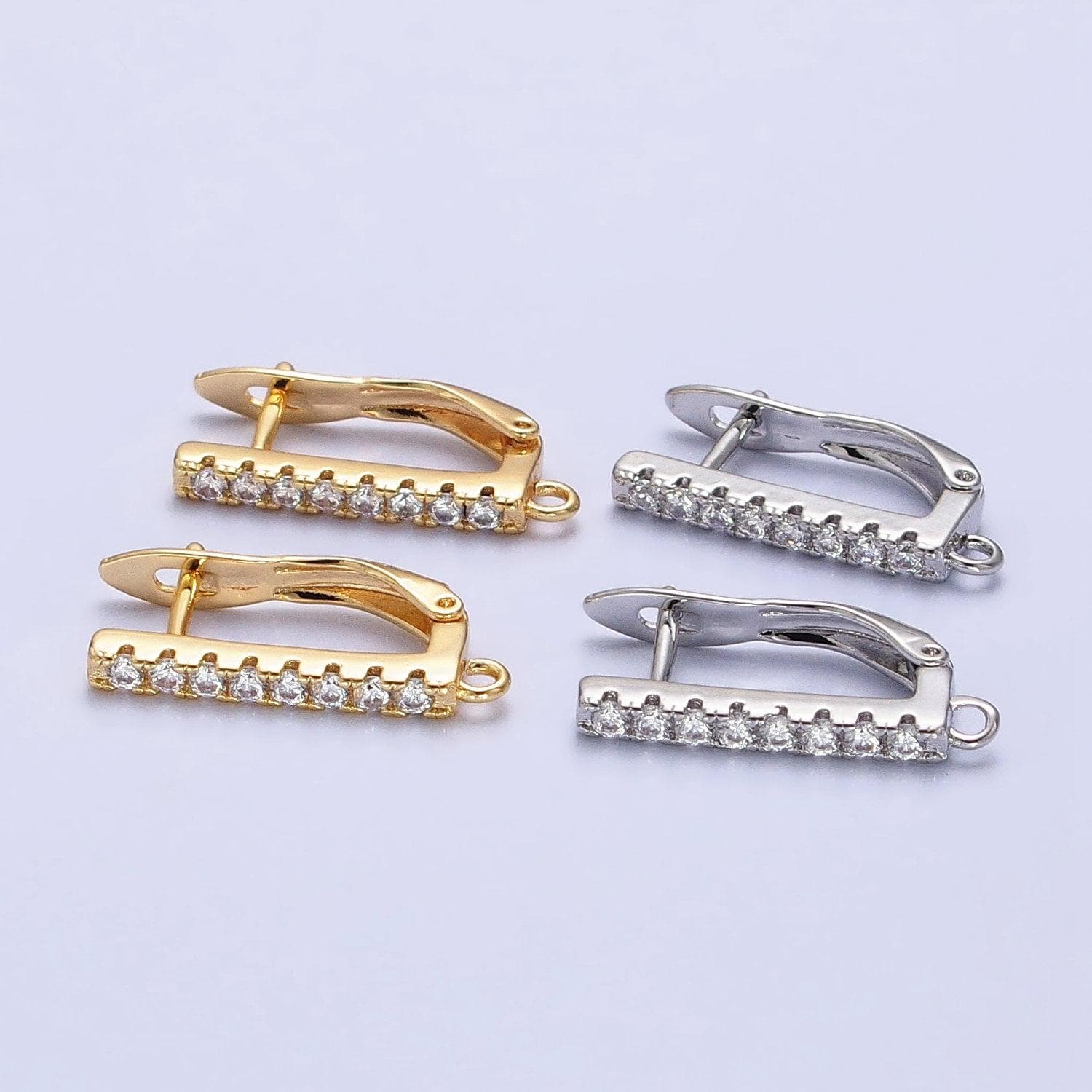 Lever-back cz huggie earrings in gold & silver | z-163 z-164
