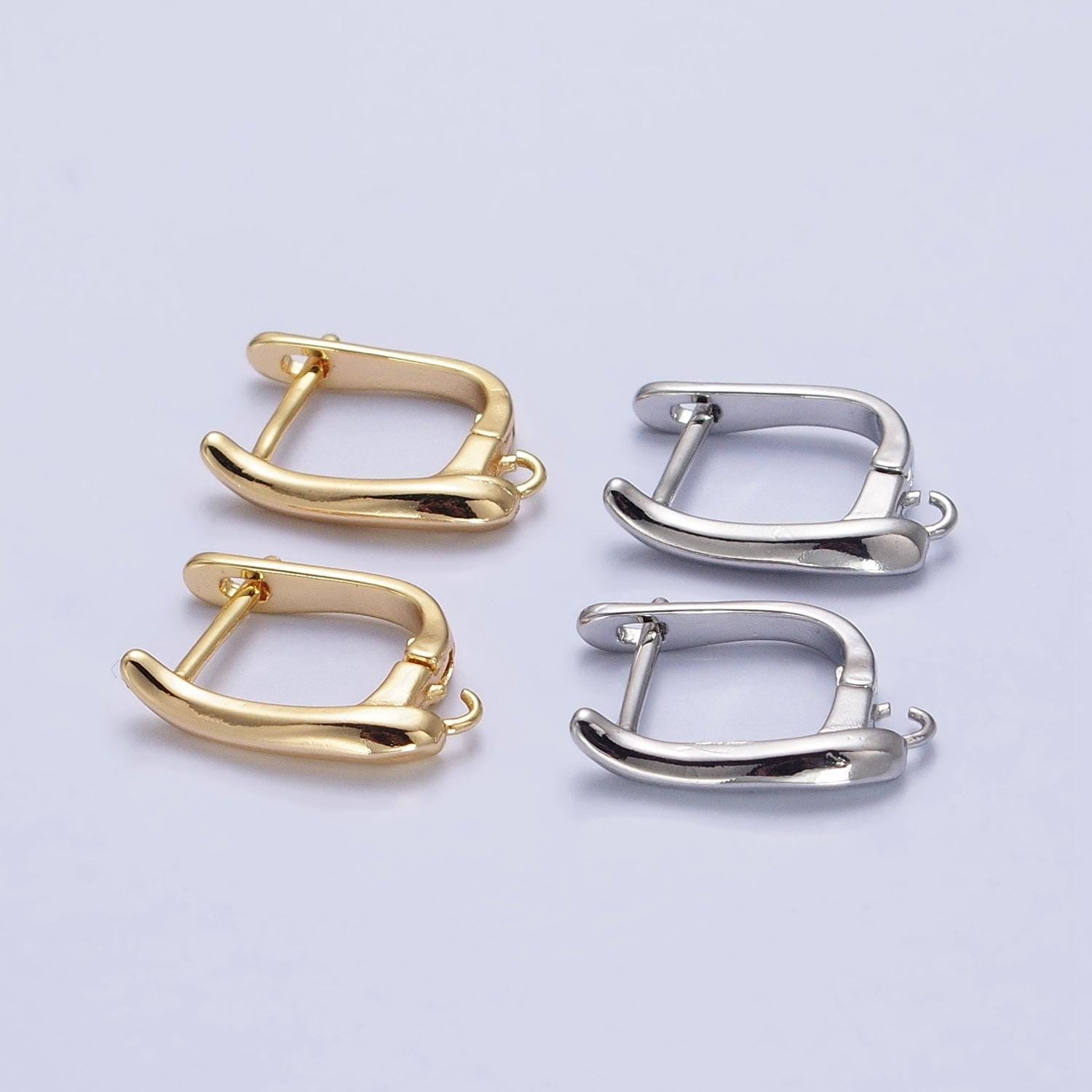 Lever-back open huggie earrings gold & silver supply | z-156 z-157