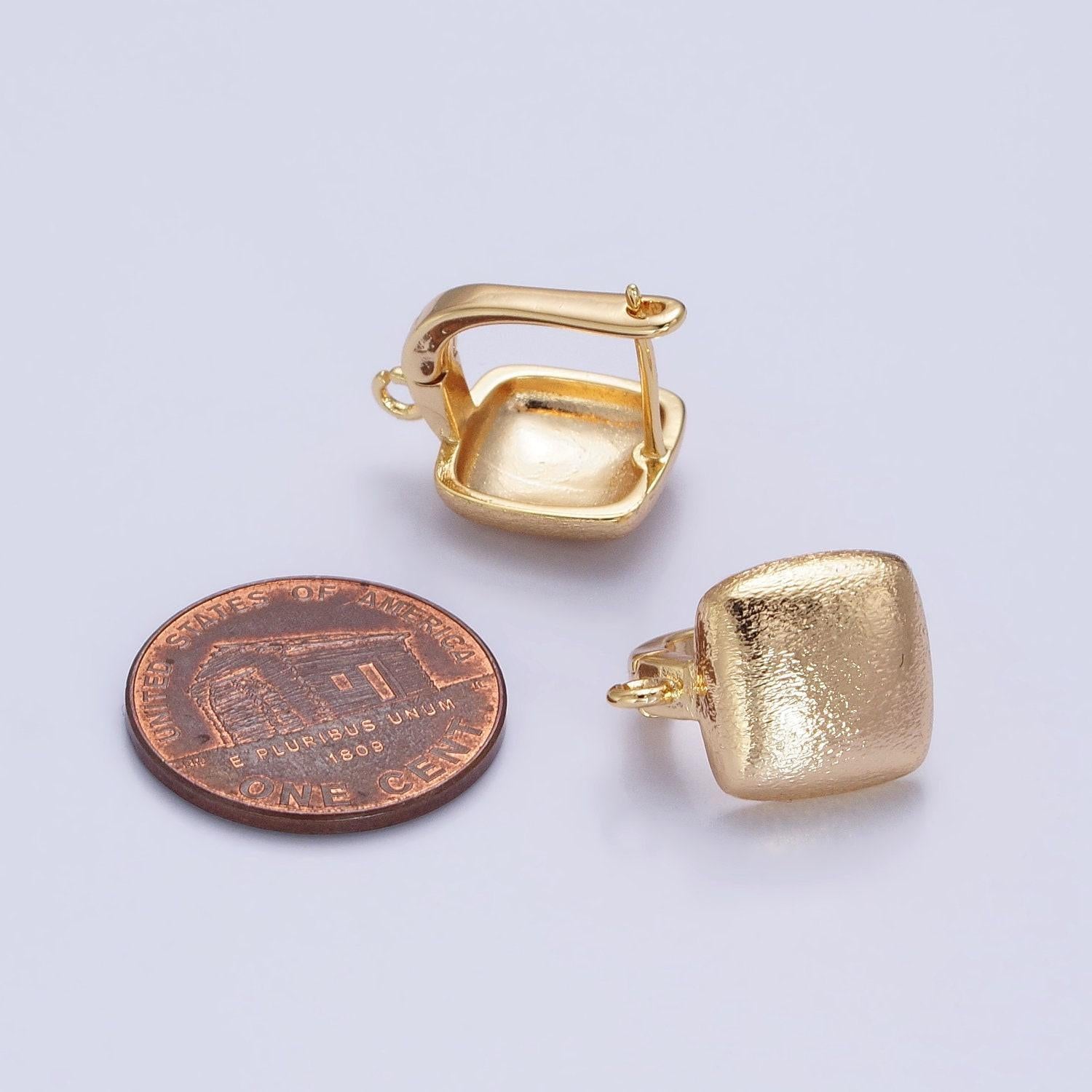 Chubby square english lock open loop earring supply | z-155