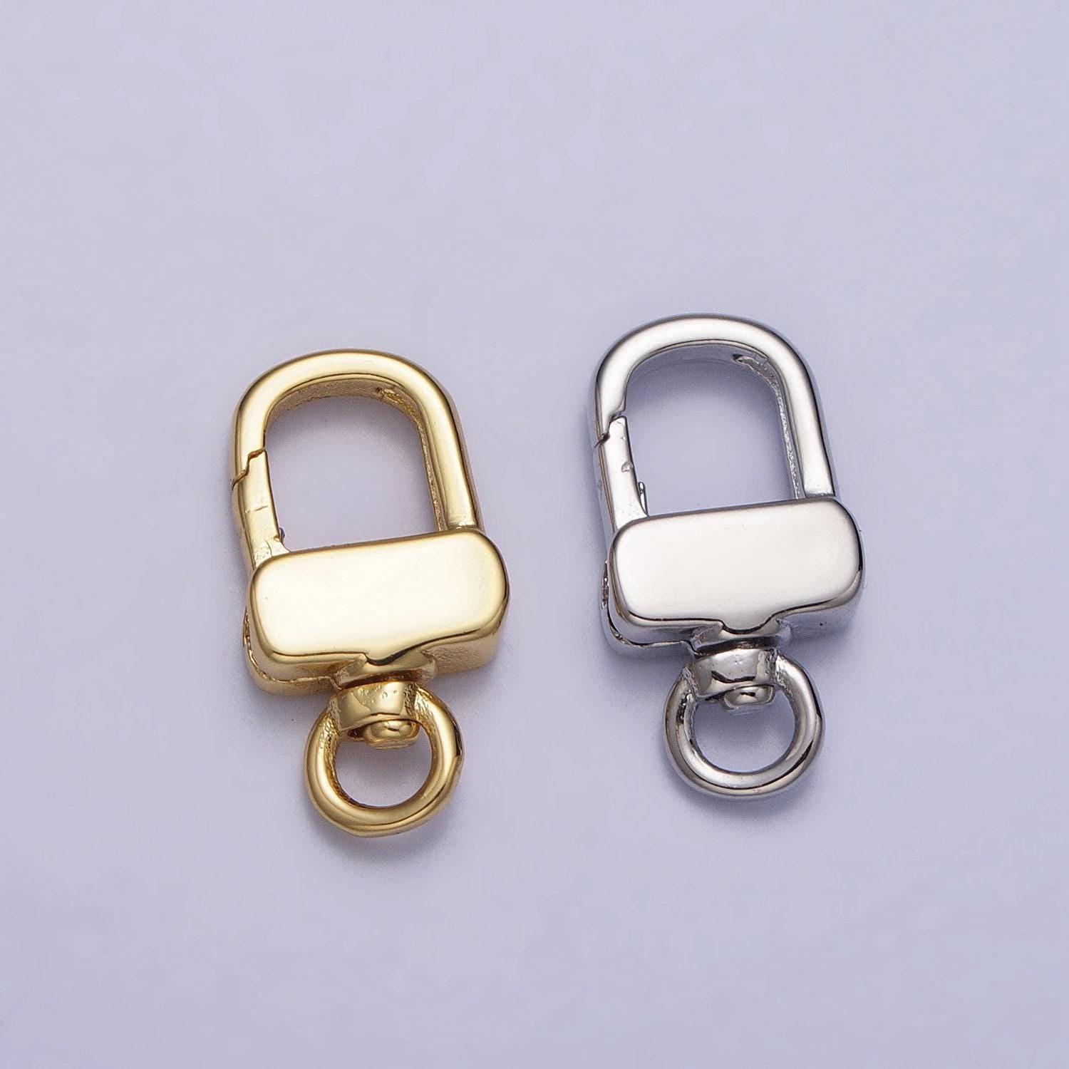Mini 24k gold filled push gate triggerless rectangular swivel closure supply in gold & silver Bag Charm Component | z113 z114