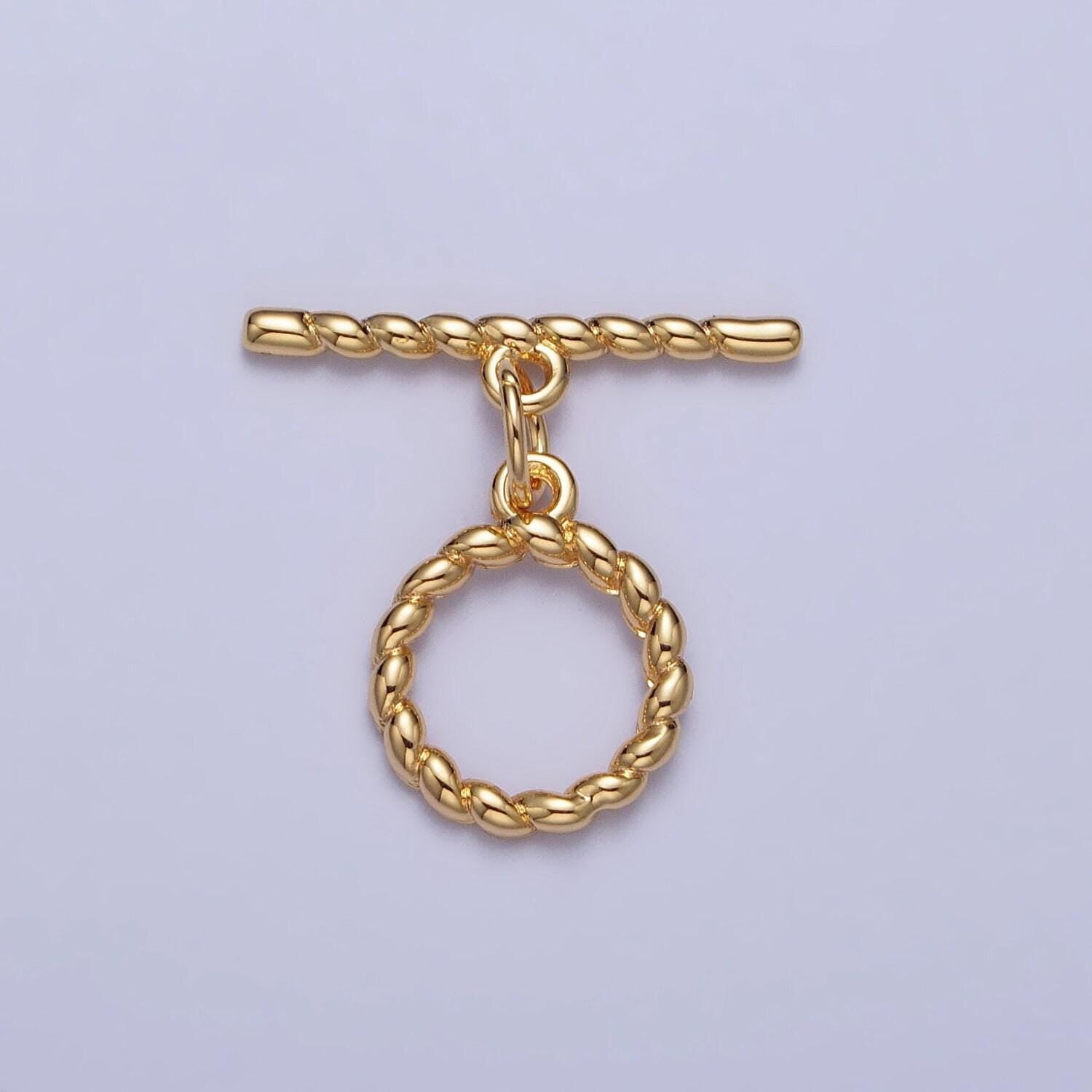 24k gold plated rope ot toggle clasps twisted end clasp for jewelry handmade making bracelet necklace bar fancy clasp z101