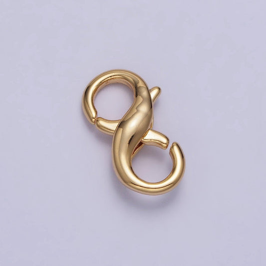 Dainty gold double opening infinity figure 8 clasp for jewelry making easy connectors, spring hook lobster clasp end clasps z091