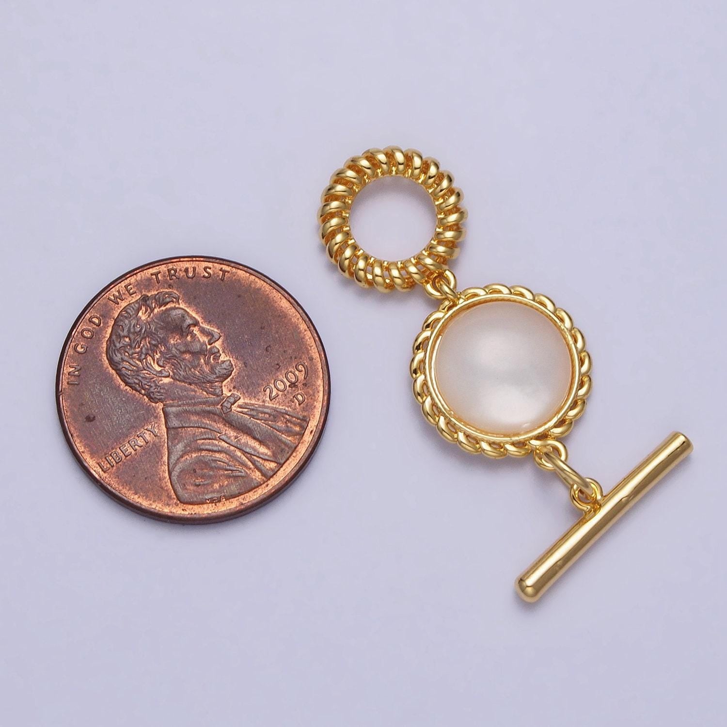 Decorative pearl ot clasp for necklace bracelet toggle clasp twisted rope gold round clasp for jewelry making supply z063
