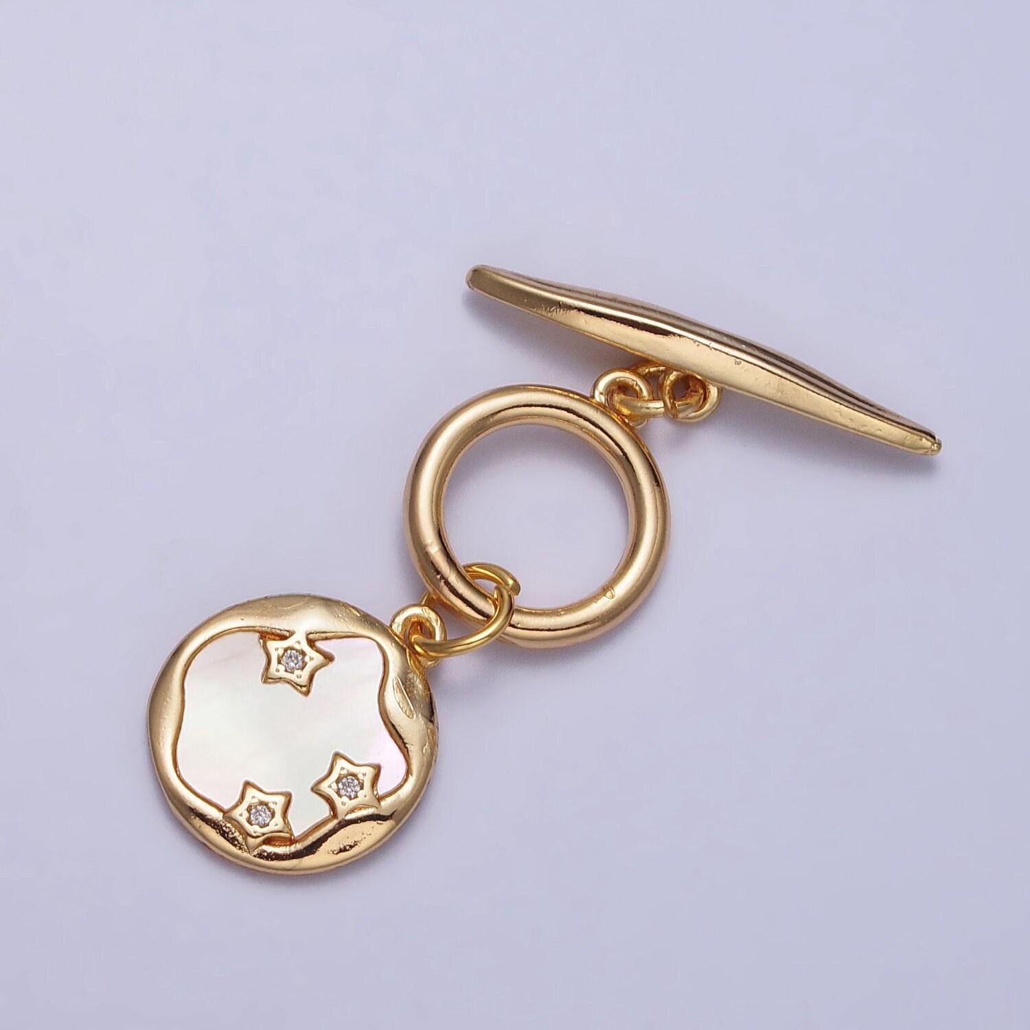 Gold star toggle clasp, shell pearl celestial toggle clasp fancy design ot clasp bulk supply for bracelet necklace component z060
