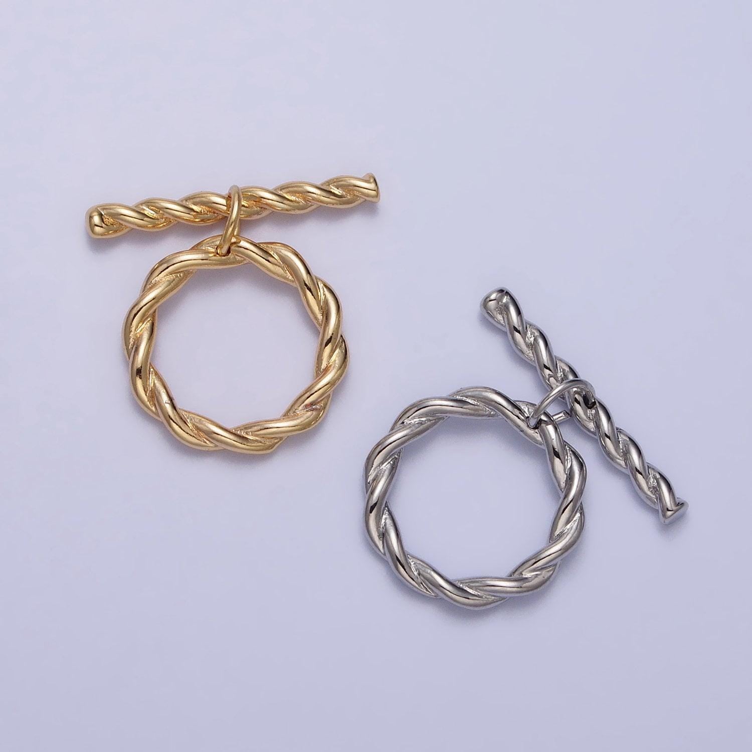 24k gold plated rope ot toggle clasps twisted end clasp for jewelry handmade making bracelet necklace bar fancy clasp z055
