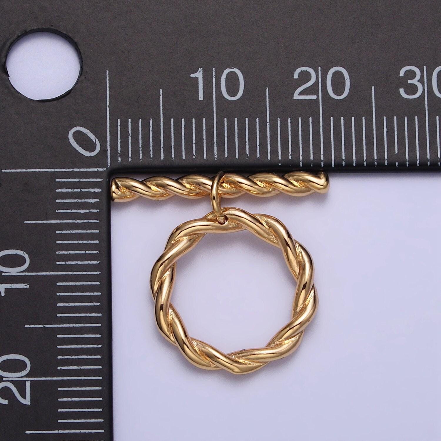 24k gold plated rope ot toggle clasps twisted end clasp for jewelry handmade making bracelet necklace bar fancy clasp z055