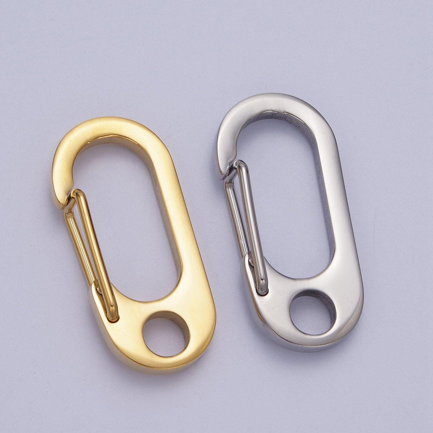 Oval gold push keychain clasps, spring clasp stainless steel purse strap, wallet dog leash, diy keychains, diy jewelry, long thick z011