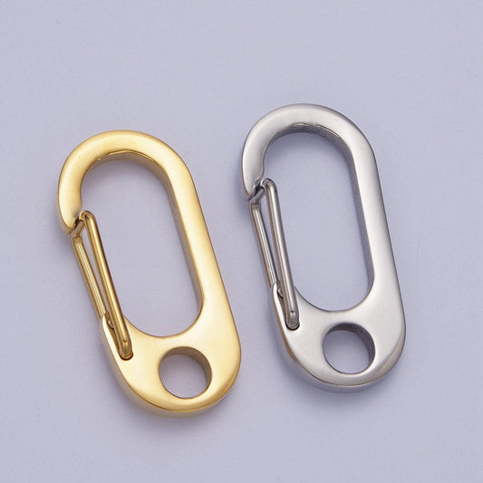 Oval gold push keychain clasps, spring clasp stainless steel purse strap, wallet dog leash, diy keychains, diy jewelry, long thick z011