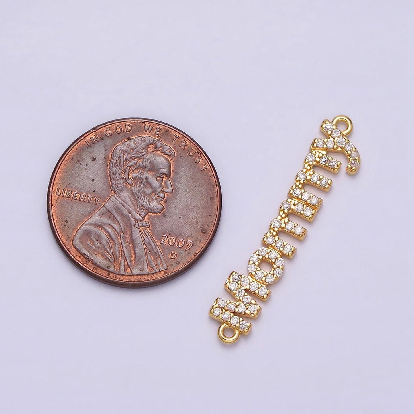 16k gold filled mommy charm connector micro paved cz link connector in gold & silver mother day gift idea | y-920