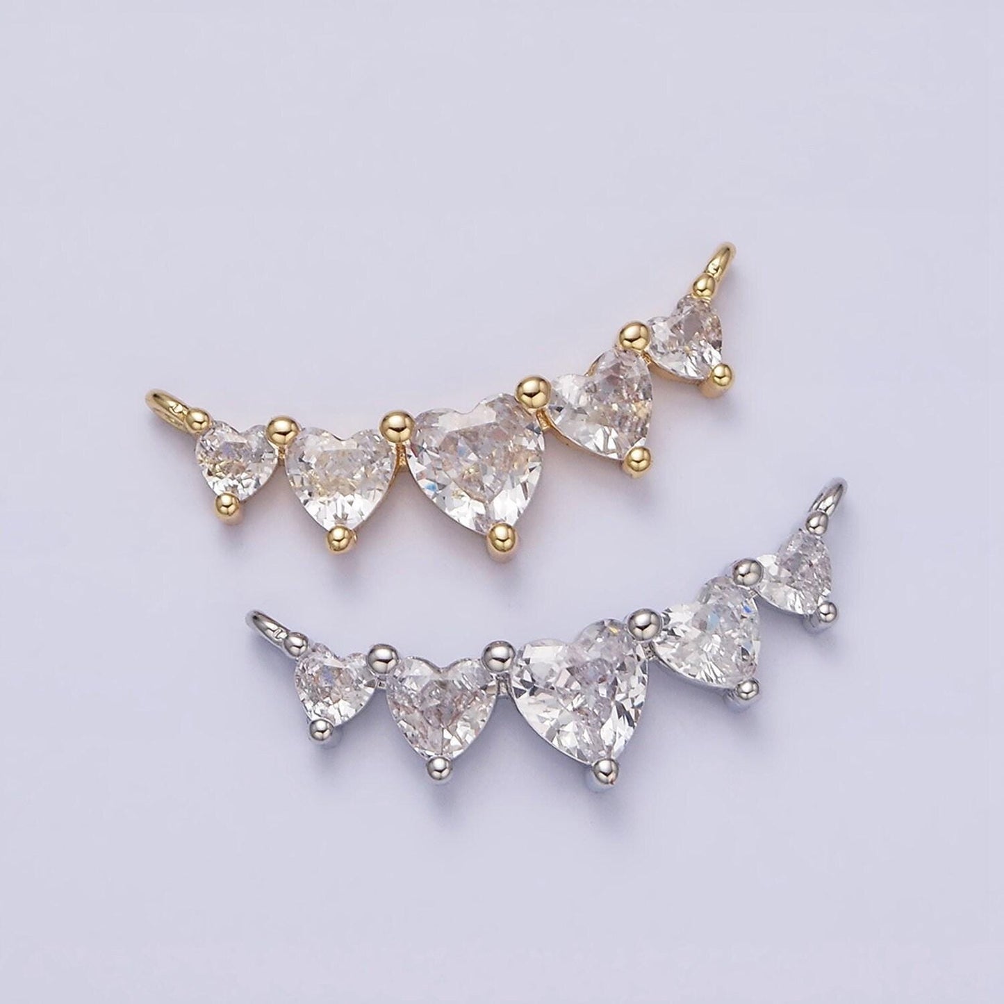 Gold micro pave cz bracelet connector, link chain connector, collar necklace heart connector, cz charm connector for jewelry making y-902