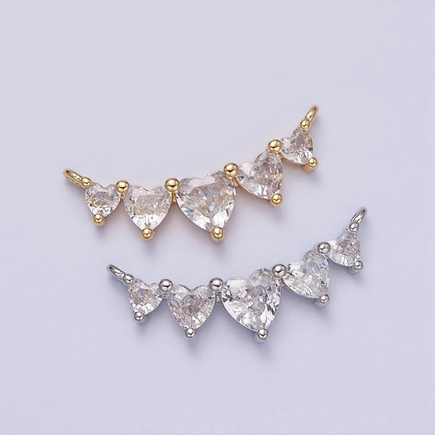 Gold micro pave cz bracelet connector, link chain connector, collar necklace heart connector, cz charm connector for jewelry making y-902