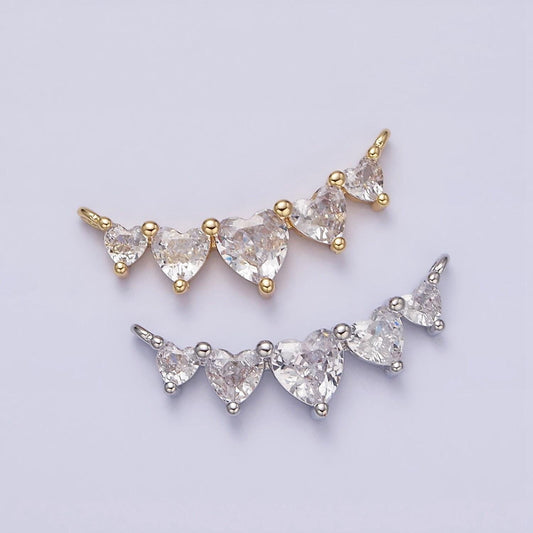 Gold micro pave cz bracelet connector, link chain connector, collar necklace heart connector, cz charm connector for jewelry making y-902