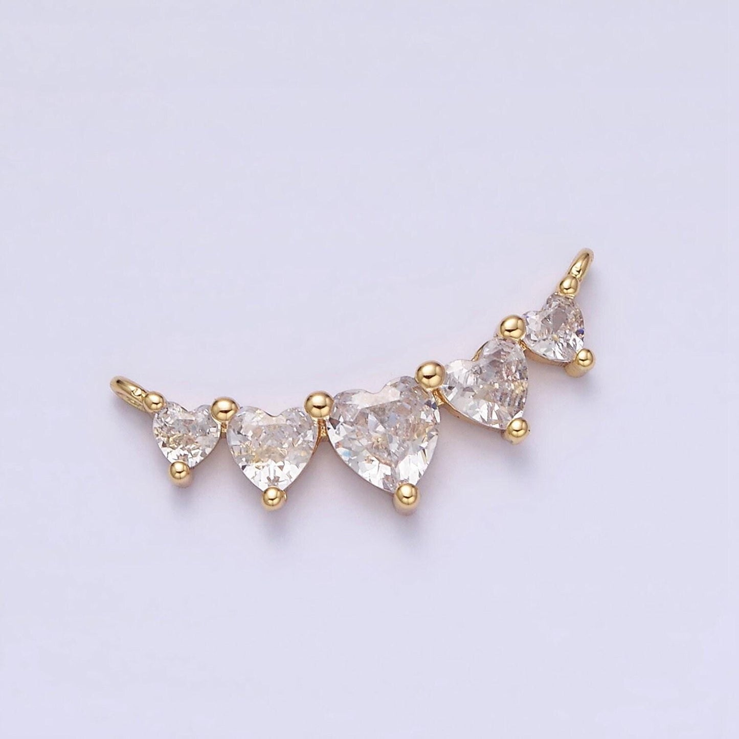 Gold micro pave cz bracelet connector, link chain connector, collar necklace heart connector, cz charm connector for jewelry making y-902