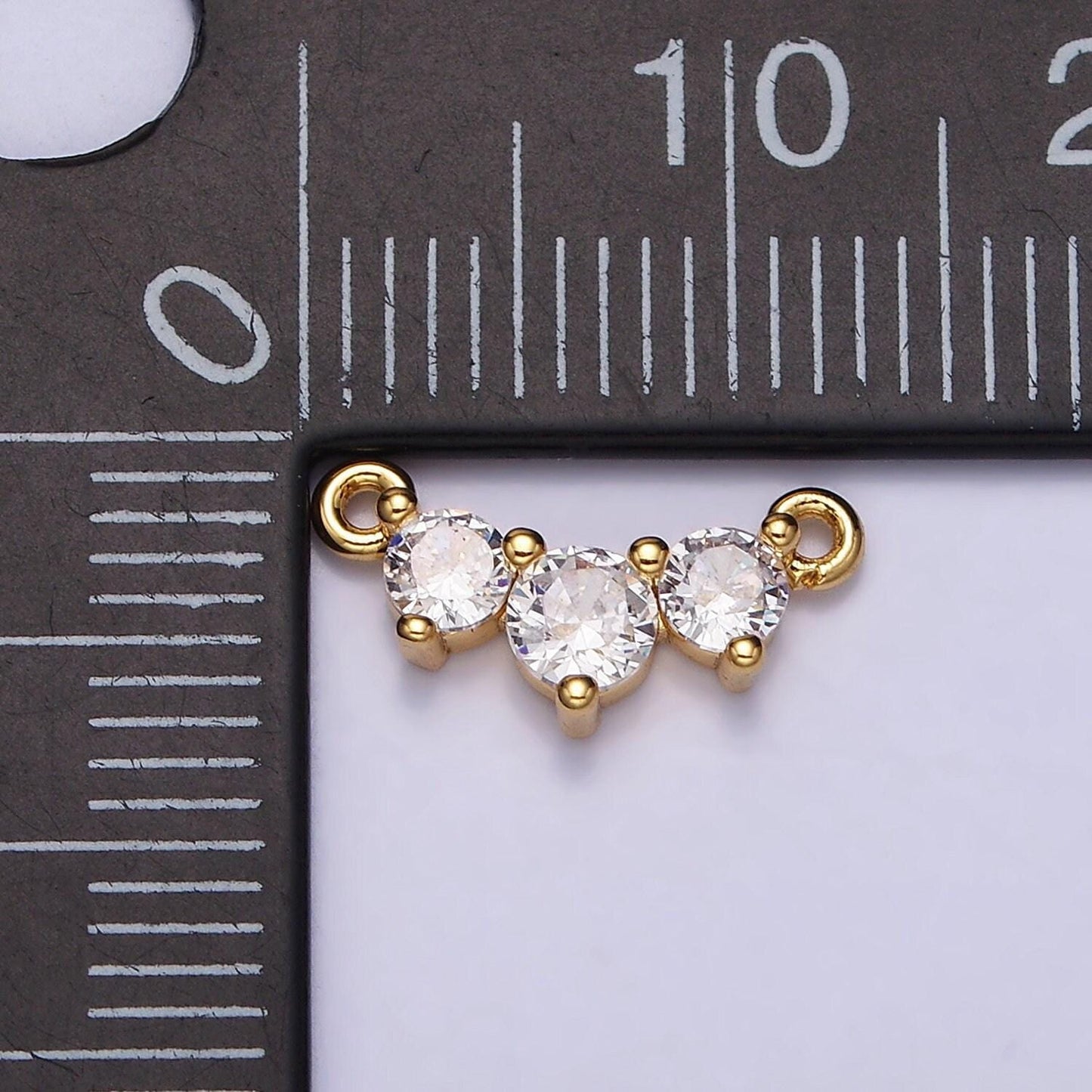 Clear dainty link charm connector pendant, dangle charm necklace link connector charms jewelry gold micro pave y-893