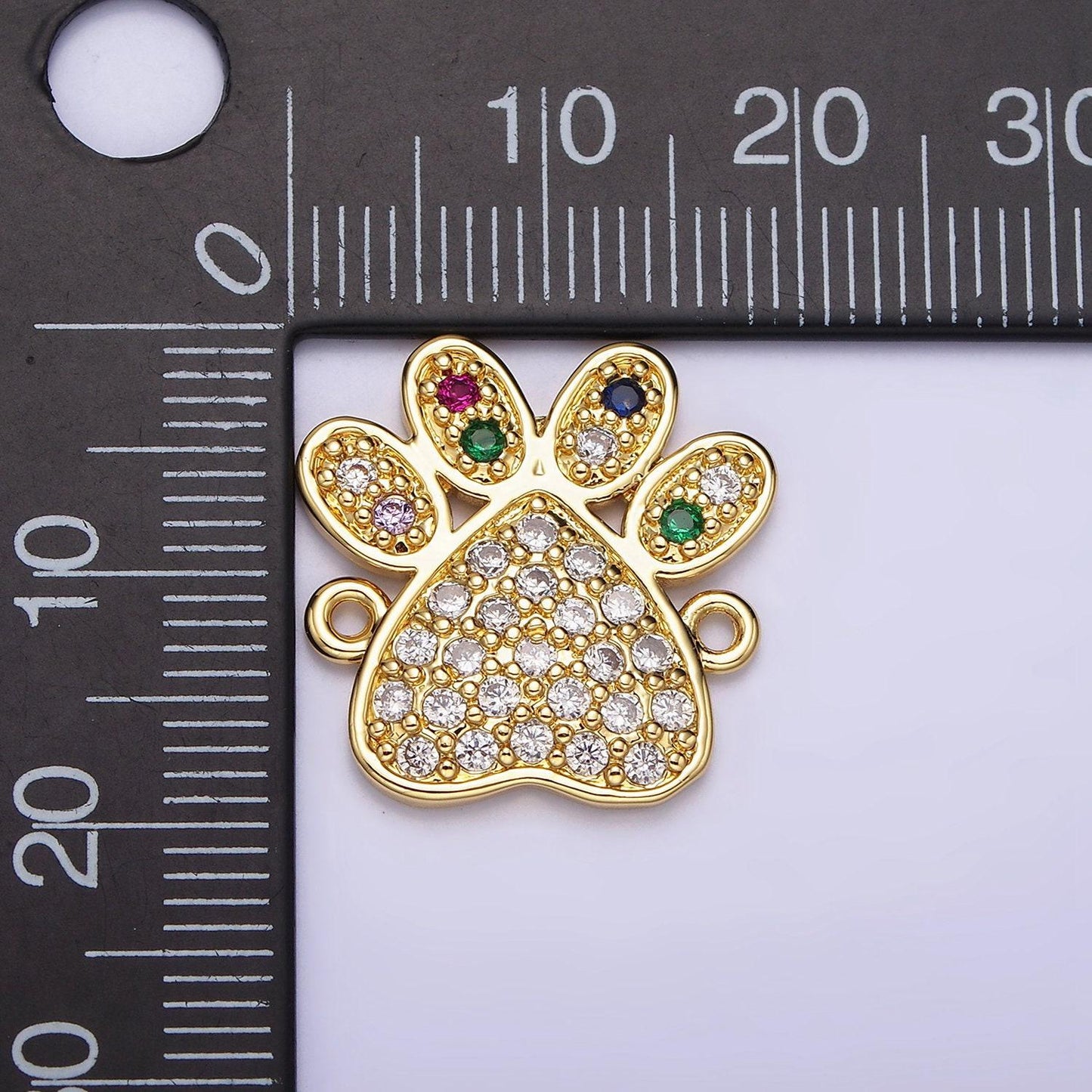 Cubic dog cat paw connector 16k gold filled animal paw print charm link connector foot small animal necklace bracelet connector y-892