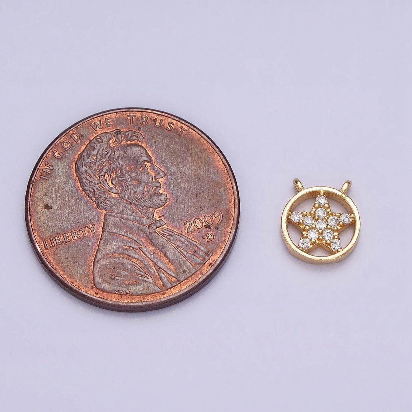 16k gold filled mini celestial star micro paved cz open round connector | y-891