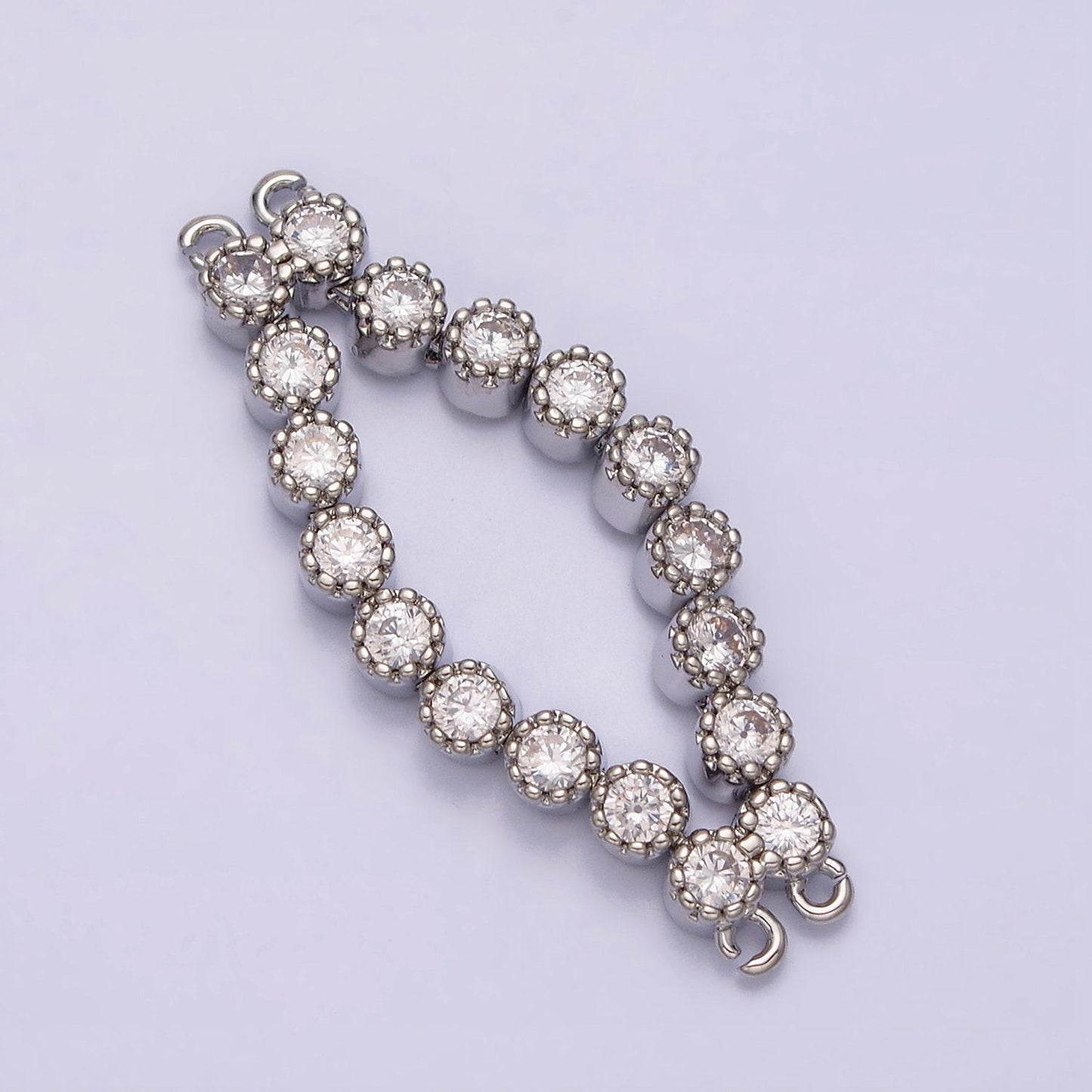 16k gold filled 37.8mm double clear round cz connector in gold & silver | y-884