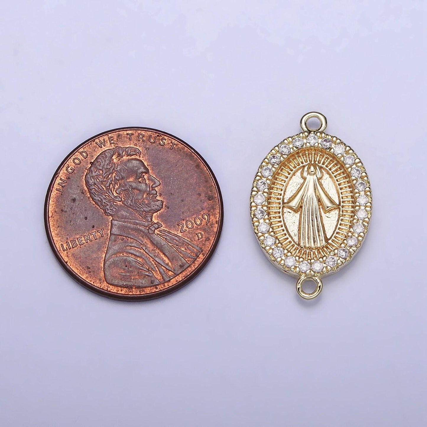 14k gold filled miraculous lady charm connector virgin mother mary rosary connector religious jewelry making supply y-883